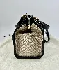 sac lancel cabas summer tote taille s en cuir noir et toile de jute