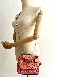 sac lancel ninon petit modèle en cuir orange, rose et jaune avec bandoulière