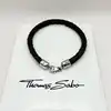 thomas sabo bracelet en cuir tressé marron argent 925 millième (22 ct) 7,35g