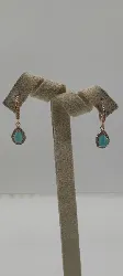 2651560 boucles d'oreilles plaqué or créoles avec 1 amazonite bleue forme goutte en pampille