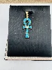 pendentif croix égyptien orné de turquoise or 750 millième (18 ct) 2,61g
