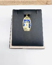 pendentif marie émaillé bleu or 750 millième (18 ct) 3,97g