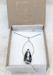 pendentif andréa marazzini s drop en métal rhodié et cristal couleur gris argent 925 millième (22 ct) 12,36g