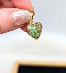 pendentif or coeur en verre de murano or 750 millième (18 ct) 2,23g