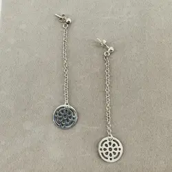 boucles d'oreilles pendantes chaîne et disque argent 925 millième (22 ct) 2,38g