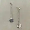 boucles d'oreilles pendantes chaîne et disque argent 925 millième (22 ct) 2,38g