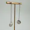 boucles d'oreilles pendantes chaîne et disque argent 925 millième (22 ct) 2,38g
