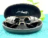 s t dupont lunettes de soleil aviateur en métal dotré, verres noires, nez en cuir noire