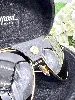 s t dupont lunettes de soleil aviateur en métal dotré, verres noires, nez en cuir noire
