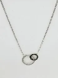 collier diana argent doule cercles oxydes de zirconium noirs et blancs argent 925 millième (22 ct) 2,29 g