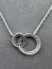 collier diana argent doule cercles oxydes de zirconium noirs et blancs argent 925 millième (22 ct) 2,49g