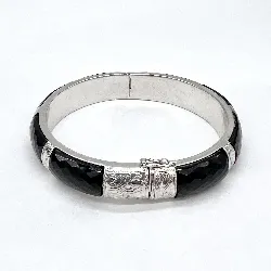 bracelet argent jonc avce onyx noir argent 925 millième (22 ct) 42,33g