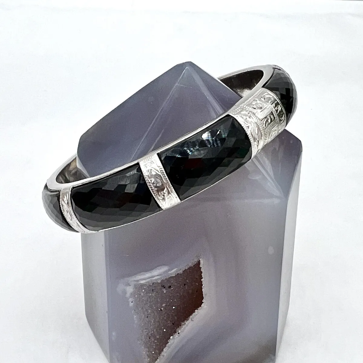 Bracelet Argent 925 Avec Onyx - Occasion, Poinçonné - Style élégant Et Sobre