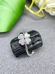 bague trèfle à 4 feuille en nacre argent 925 millième (22 ct) 1,03g