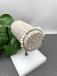 bracelet élastiqué boules en pierre jade d6mm