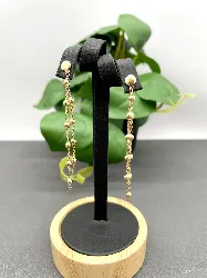 boucle d'oreille argent doré chaine avec perles pendantes argent 925 millième (22 ct) 3,35g