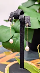 boucles d'oreilles oxyde avec une perle de culture pendante  or 750 millième (18 ct) 1,83g