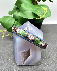 bracelet fantaisie ceramique jonc floral lotus bleu