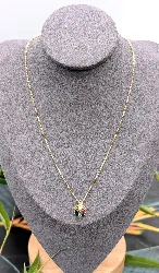 collier or pendentif serti de rubis saphir émeraude et diamant or 750 millième (18 ct) 3,23g