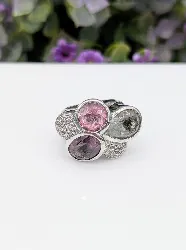 bague cocktail en or blanc pierres de couleur et diamants or 750 millième (18 ct) 15,54g