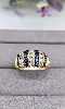 bague bombée sertie de 3 lignes de diamants d'environ 0,52ct et 4 lignes de saphirs or 585 millième (14 ct) 4,93g