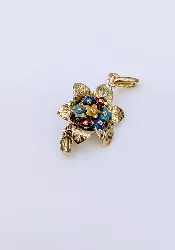 pendentif fleur émail multicolore or 750 millième (18 ct) 1,52g