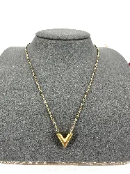 collier louis vuitton essential v en laiton à finition dorée
