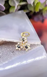 pendentif 3 fleurs serties des saphirs et oxydes or 750 millième (18 ct) 1,02g