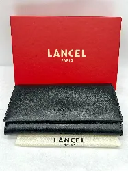 portefeuille long lancel billie à rabat  en cuir noir
