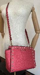 sac michael kors petit marilyn en cuir saffiano rouge avec bandoulière amovible