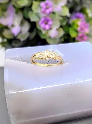 bague croisée en 2 ors centrée de 2 petits diamants or 750 millième (18 ct) 1,74g