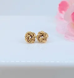 boucles d'oreilles puce maille entrelacées or 750 millième (18 ct) 2,18g