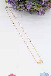 collier maille forçat centré d'une perle de culture or 750 millième (18 ct) 2,23g