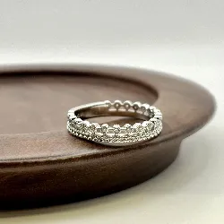 1223610 bague motif couronne sertie d'oxydes t58 2,5g argent 925 millième (22 ct) 2,5g