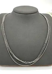 collier a.p.c. double chaîne en laiton teinté argent l50cm