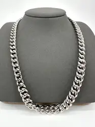 collier chaîne a.p.c. maille gourmette en laiton argenté l51cm