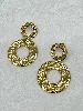 3122109 boucles d'oreilles pendantes cercles martelés en acier doré