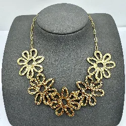 31223345 collier à motif marguerite en acier doré