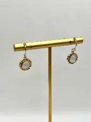 331007 boucles d'oreilles pendantes motif rond avec pierre