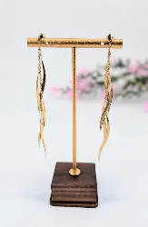 boucles d'oreilles longues ornées des motifs vagues pendantes or 750 millième (18 ct) 3,25g