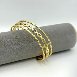 brac bracelet jonc /manchette maille marine triple rang en acier