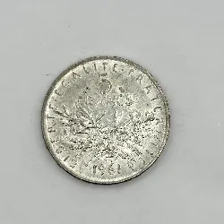 pièce 5 francs semeuse 1961 argent 835 millième 11,99g