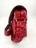sac besace longchamp rouge en toile enduite et cuir verni avec bandoulière réglable
