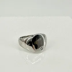 11483 bague chevalière ovale lisée ornée d'oxyde argent 925 millième (22 ct) 4,87g