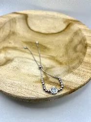 150553 bracelet oxyde et billes avec fermoir coulissant argent 925 millième (22 ct) 4,32g