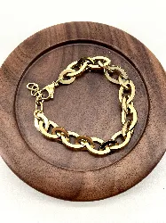 31234121 bracelet chaîne maille ovale moyen en acier doré l21 cm