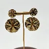 3130309 boucles d'oreilles pendantes disques avec motif en acier doré t3 x 4,8 cm