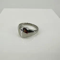 bgac  bague chevalière ovale lisée ornée d'oxyde en acier t66