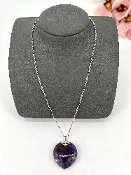 collier maty argent avec pendentif coeur améthyste  argent 925 millième (22 ct) 24,10g