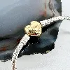 bracelet pandora maille serpent fermoir en forme de coeur doré argent 925 millième (22 ct) 15,05g
